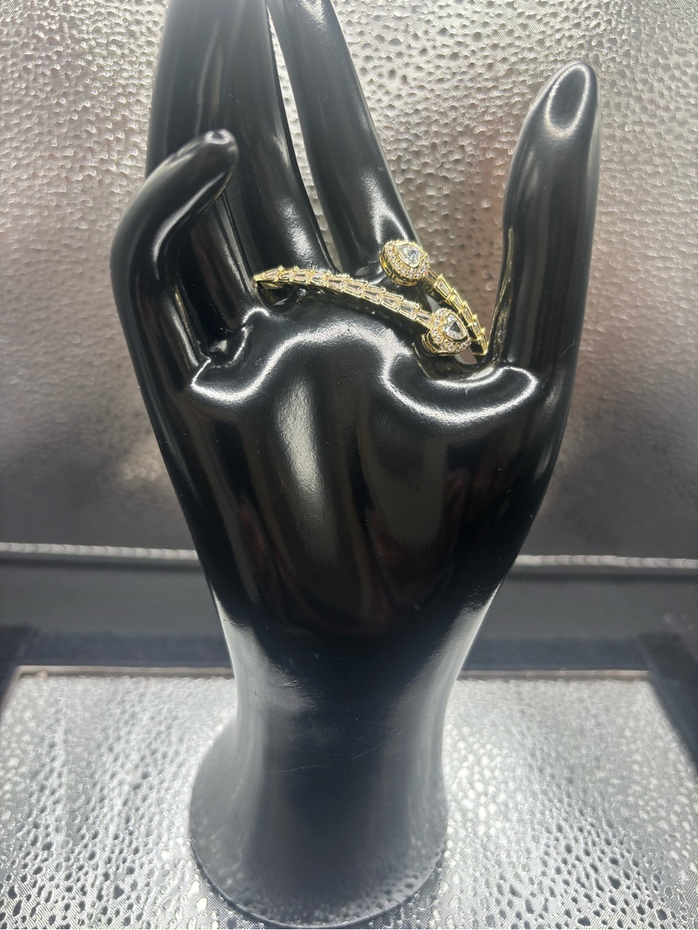 Gold-Tone Bypass Ring with Clear Stones - Elegant Women's Ring
